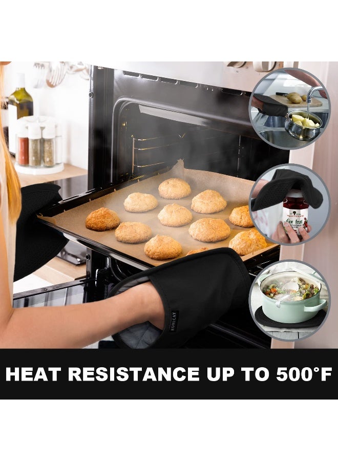 rorecay 2-Pack Silicone Pot Holders for Kitchen Heat Resistant up to 500°F, Non-Slip Large Hot Pads with Pocket, Quilted Liner Trivets for Countertops Hot Pots and Pans (Black) - Image 2